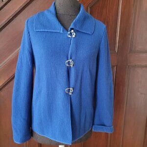 Saint James Blue Waffle Knit Jacket With Buckle Closures Size 6